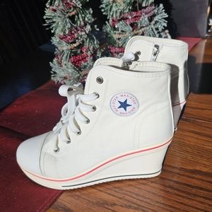 Converse look wedge heel sneaker.